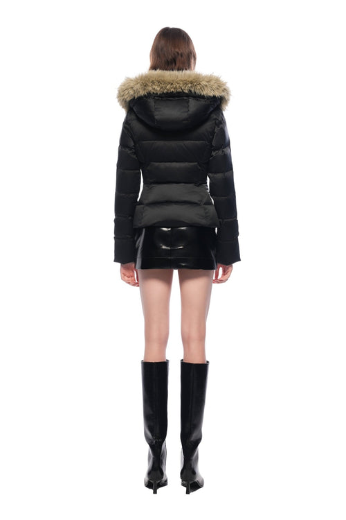 Black Down Jacket With Detachable Fur Collar - ANN ANDELMAN