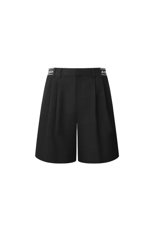Black Elastic Waistband Shorts - ANN ANDELMAN
