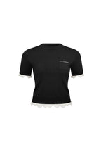 Black Faux Two - piece Knit Short - sleeved top - ANN ANDELMAN