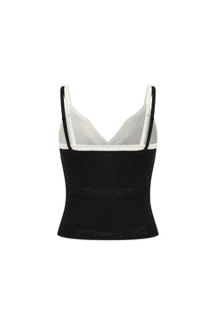 Black Faux Two - piece Knitted Camisole - ANN ANDELMAN