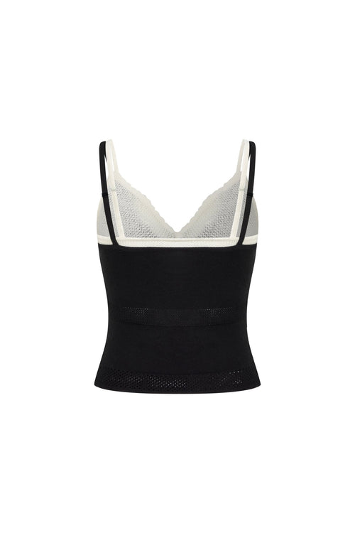 Black Faux Two - piece Knitted Camisole - ANN ANDELMAN