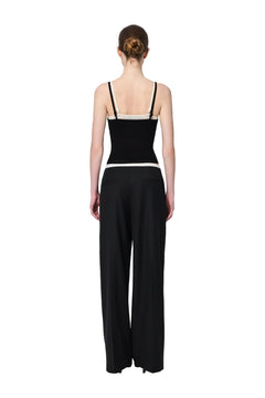 Black Faux Two-piece Knitted Camisole - ANN ANDELMAN