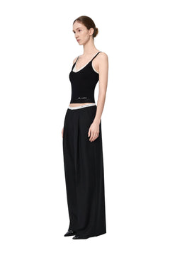 Black Faux Two-piece Knitted Camisole - ANN ANDELMAN