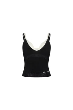 Black Faux Two - piece Knitted Camisole - ANN ANDELMAN