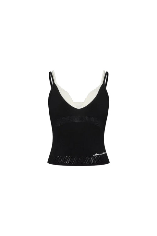 Black Faux Two - piece Knitted Camisole - ANN ANDELMAN