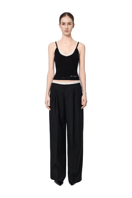 Black Faux Two-piece Knitted Camisole - ANN ANDELMAN