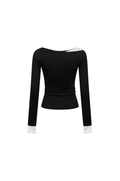 Black Faux Two - piece Off - shoulder Knit Top - ANN ANDELMAN