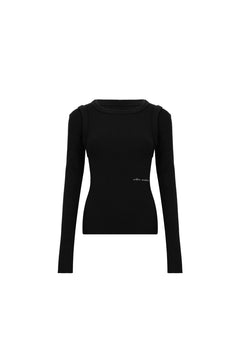 Black Faux Two - piece Slim - fit Knit Top - ANN ANDELMAN