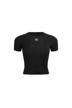 Black Fitted Knit Top - ANN ANDELMAN