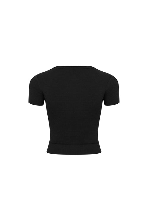 Black Fitted Knit Top - ANN ANDELMAN