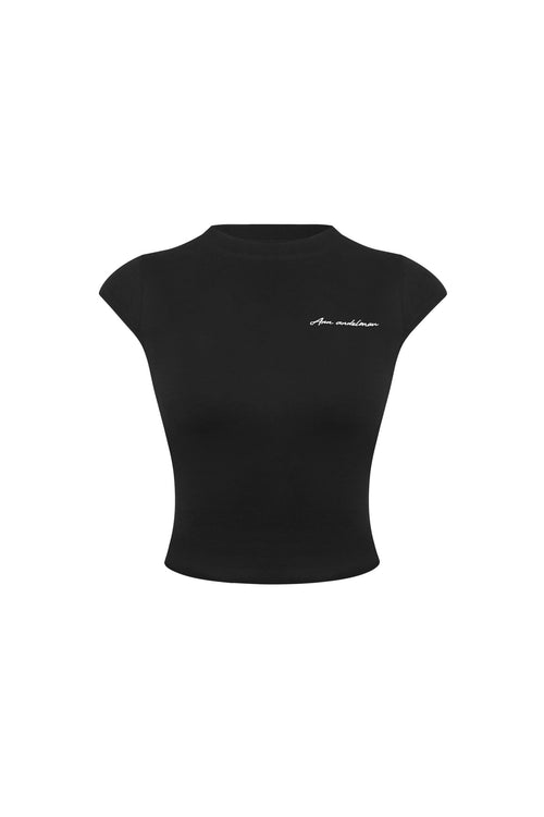 Black Fitted Short - sleeved T-shirt - ANN ANDELMAN