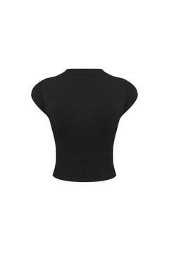 Black Fitted Short - sleeved T-shirt - ANN ANDELMAN
