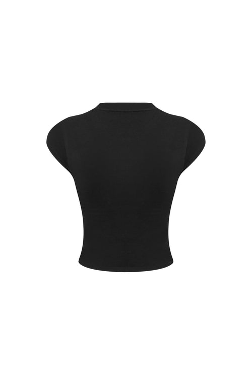 Black Fitted Short - sleeved T-shirt - ANN ANDELMAN