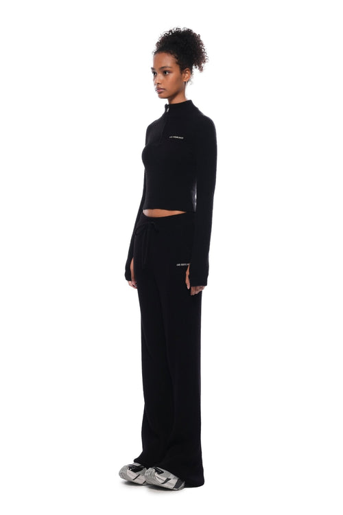 Black Flared Knit Trousers - ANN ANDELMAN