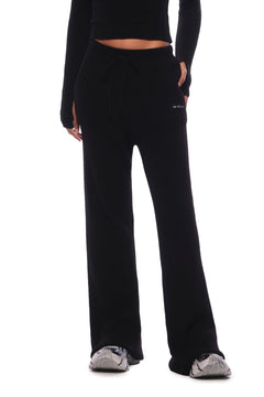 Black Flared Knit Trousers - ANN ANDELMAN