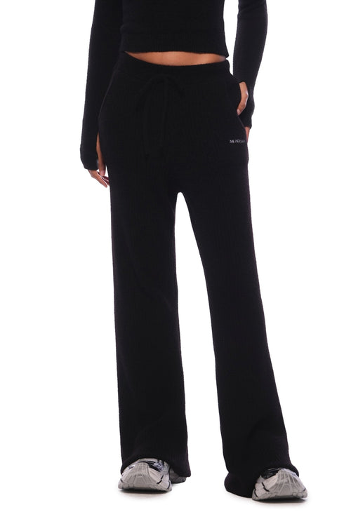 Black Flared Knit Trousers - ANN ANDELMAN