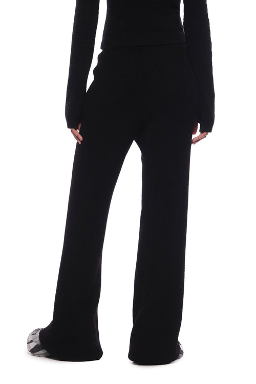 Black Flared Knit Trousers - ANN ANDELMAN