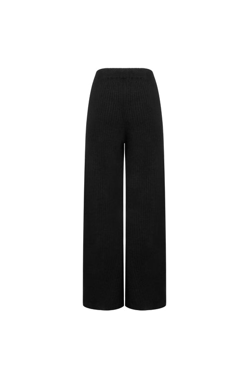 Black Flared Knit Trousers - ANN ANDELMAN