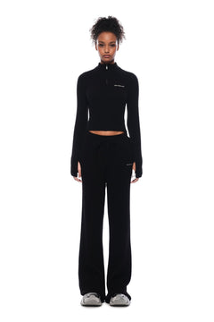 Black Flared Knit Trousers - ANN ANDELMAN