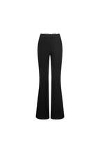 Black Flared Trousers with Waistband Detail - ANN ANDELMAN