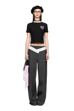 Black Graffiti Heart Slim Fit T-Shirt - ANN ANDELMAN