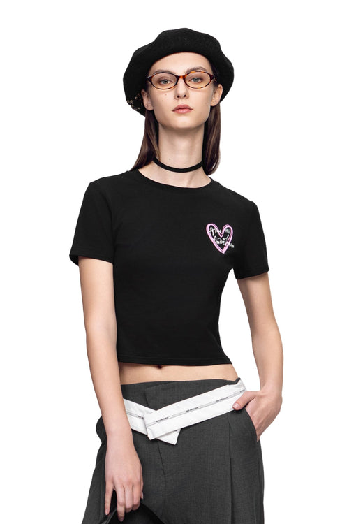 Black Graffiti Heart Slim Fit T-Shirt - ANN ANDELMAN
