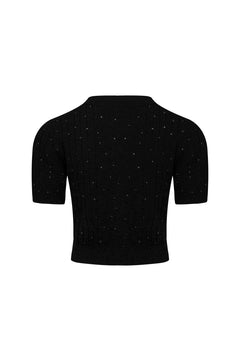 Black Gypsophila Short Sleeve Cardigan - ANN ANDELMAN
