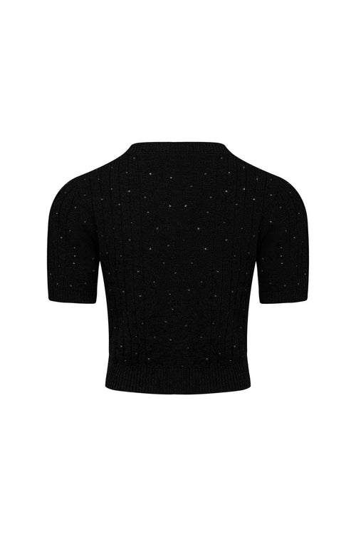 Black Gypsophila Short Sleeve Cardigan - ANN ANDELMAN