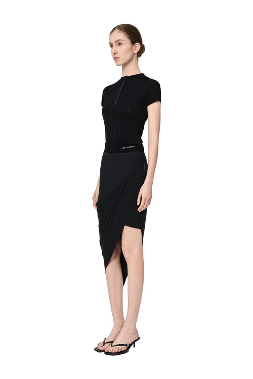 Black Half-open Chest Knitted Vest Top - ANN ANDELMAN