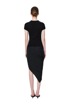 Black Half-open Chest Knitted Vest Top - ANN ANDELMAN