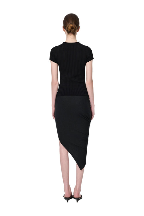 Black Half-open Chest Knitted Vest Top - ANN ANDELMAN