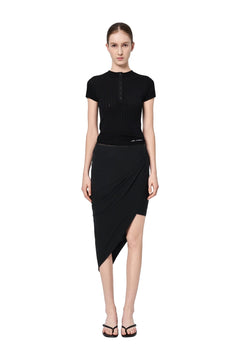 Black Half-open Chest Knitted Vest Top - ANN ANDELMAN