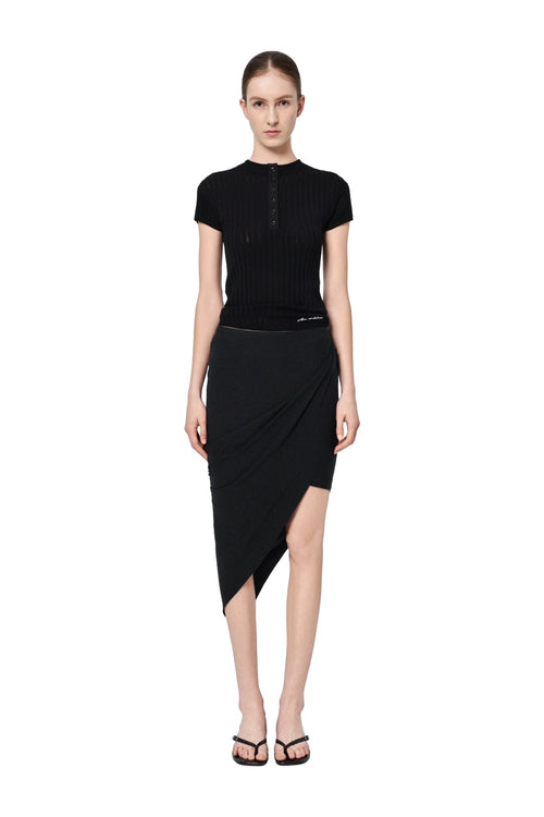 Black Half-open Chest Knitted Vest Top - ANN ANDELMAN