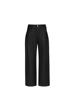 Black High - waist Leather Pants - ANN ANDELMAN