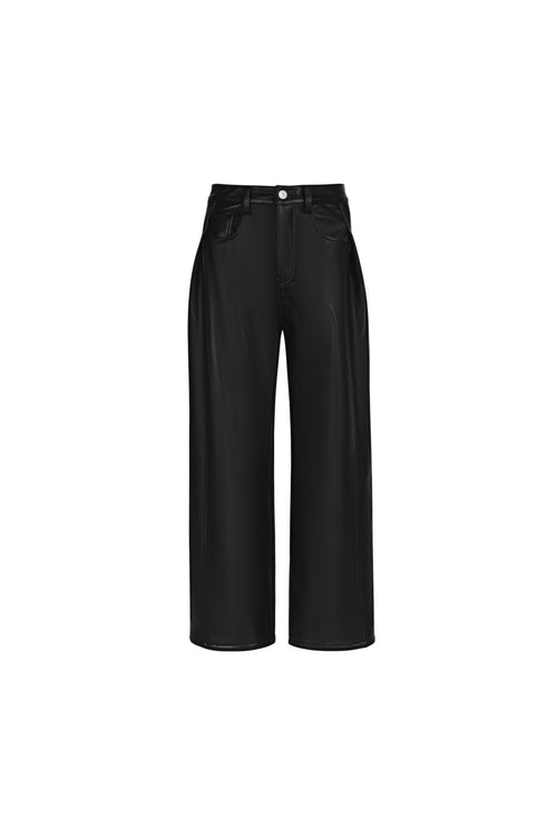 Black High - waist Leather Pants - ANN ANDELMAN