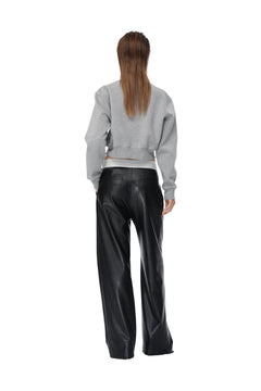 Black High - waisted Matte Leather Wide - leg Trousers - ANN ANDELMAN