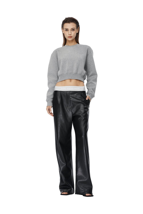 Black High - waisted Matte Leather Wide - leg Trousers - ANN ANDELMAN