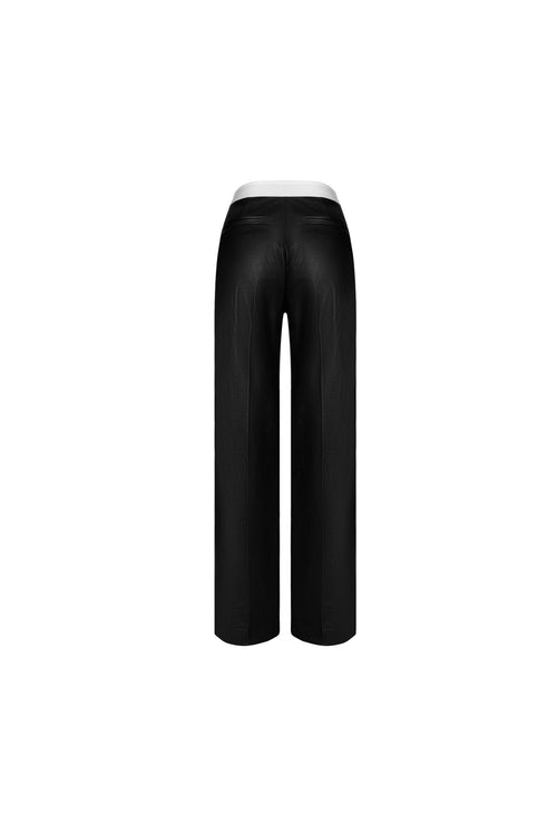 Black High - waisted Matte Leather Wide - leg Trousers - ANN ANDELMAN