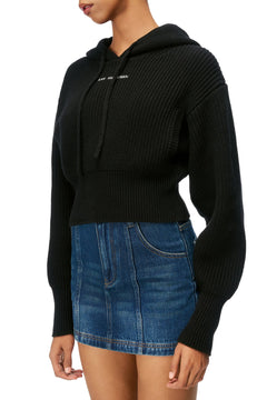 Black Hooded Sweater - ANN ANDELMAN