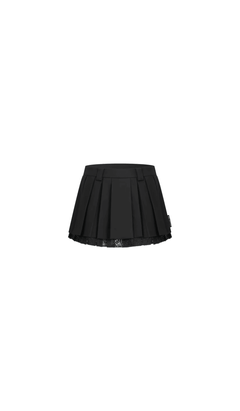 Black Lace Suit Double Pleated Skirt - ANN ANDELMAN