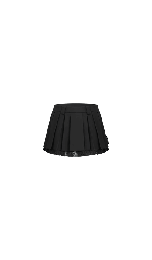 Black Lace Suit Double Pleated Skirt - ANN ANDELMAN