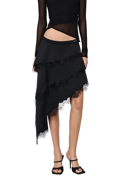 Black Lace-trimmed Long Skirt - ANN ANDELMAN