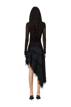 Black Lace-trimmed Long Skirt - ANN ANDELMAN