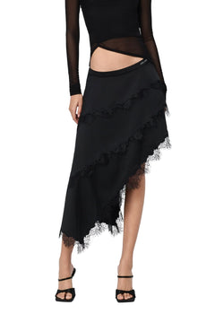 Black Lace-trimmed Long Skirt - ANN ANDELMAN