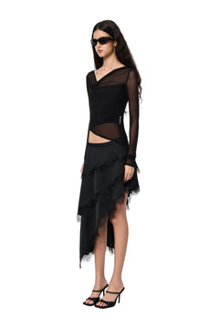 Black Lace-trimmed Long Skirt - ANN ANDELMAN