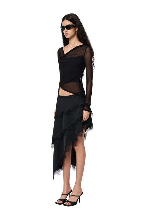 Black Lace-trimmed Long Skirt - ANN ANDELMAN