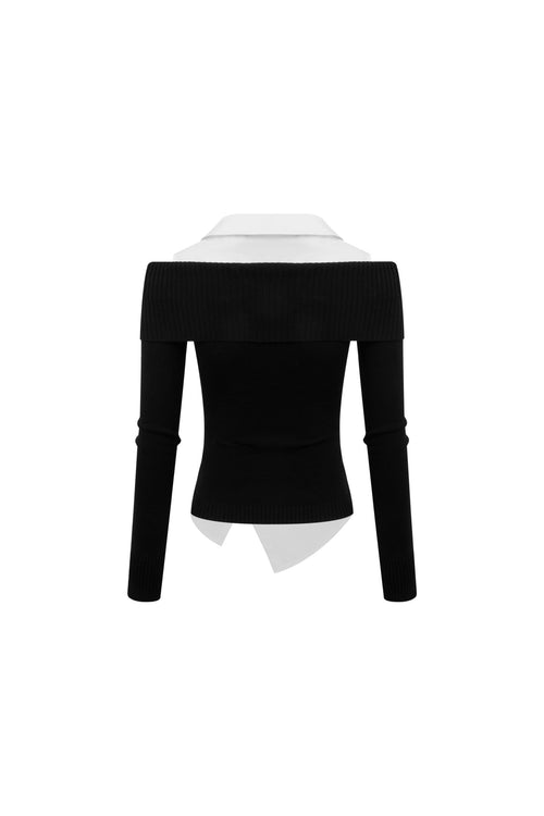 Black Lapel Panel Shirt - ANN ANDELMAN