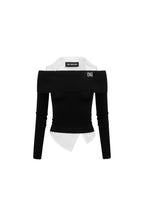 Black Lapel Panel Shirt - ANN ANDELMAN