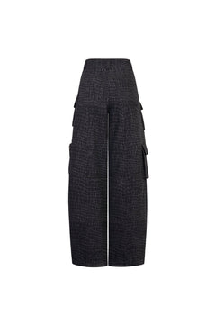 Black Laser - cut Washed Multi - pocket Cargo Jeans - ANN ANDELMAN