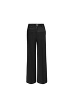 Black Leather - accented Waist Trouser - ANN ANDELMAN